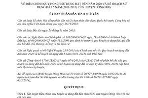 Quyết định 401/QĐ-UBND 2014 quy hoạch sử dụng đất 2020 Kế hoạch 2011 2015 Đông Hòa Phú Yên