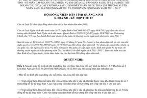 Nghị quyết 133/2014/NQ-HĐND sửa đổi 35/2010/NQ-HĐND thu chi dự toán ngân sách Quảng Ninh