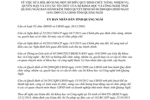 Quyết định 11/2014/QĐ-UBND sửa đổi chức năng nhiệm vụ cơ cấu Sở Khoa học Công nghệ Quảng Ngãi