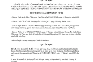 Quyết định 498/QĐ-NHNN năm 2014 mức lãi suất tối đa tiền gửi bằng đồng Việt Nam