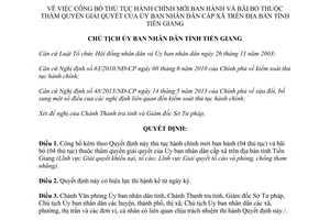 Quyết định 550/QĐ-UBND năm 2014 thủ tục hành chính thuộc thẩm quyền Ủy ban cấp xã Tiền Giang