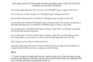 Thông tư 06/2014/TT-NHNN lãi suất tối đa tiền gửi bằng đô la Mỹ tổ chức cá nhân tại tổ chức tín dụng