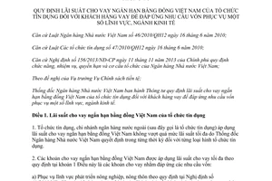 Thông tư 08/2014/TT-NHNN lãi suất cho vay ngắn hạn bằng đồng Việt Nam tổ chức tín dụng