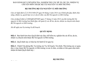 Quyết định 368/QĐ-BTNMT năm 2014 kiểm tra nghiệm thu đề án dự án nhiệm vụ chuyên môn Bộ TNMT