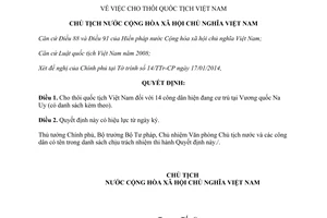 Quyết định 676/QĐ-CTN năm 2014 cho thôi quốc tịch Việt Nam