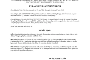 Quyết định 07/2014/QĐ-UBND chức năng quyền hạn cơ cấu biên chế Văn phòng Ủy ban Ninh Bình