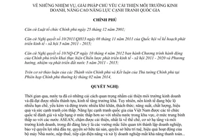 Nghị quyết 19/NQ-CP năm 2014 giải pháp cải thiện môi trường kinh doanh năng lực cạnh tranh quốc gia