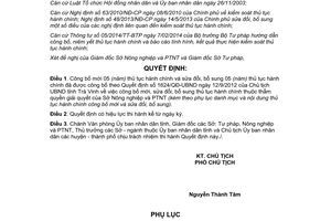 Quyết định 329/QĐ-UBND năm 2014 thủ tục hành chính mới sửa đổi Sở NNNPTNT Trà Vinh