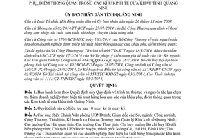 Quyết định 558/QĐ-UBND 2014 nguyên tắc chọn doanh nghiệp tái xuất qua cửa khẩu phụ Quảng Ninh