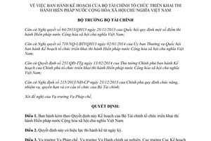 Quyết định 554/QĐ-BTC năm 2014 Kế hoạch triển khai thi hành Hiến pháp