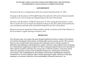 Resolution No. 19/NQ-CP dated 2014 solutions for improving the business environment national competitiveness