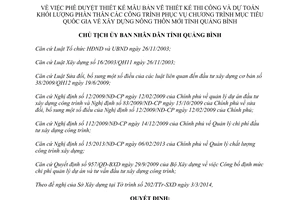 Quyết định 625/QĐ-UBND 2014 thiết kế thi công dự toán khối lượng công trình xây dựng nông thôn mới Quảng Bình