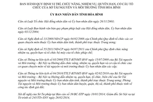 Quyết định 07/2014/QĐ-UBND vị trí nhiệm vụ quyền hạn tổ chức Sở Tài nguyên Môi trường Hòa Bình