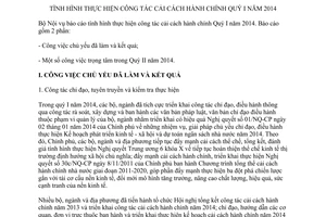 Báo cáo 894/BC-BNV tình hình thực hiện công tác cải cách hành chính Quý I năm 2014 Bộ Nội vụ