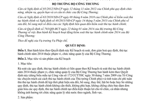 Quyết định 2333/QĐ-BCT năm 2014 rà soát đơn giản hoá quy định thủ tục hành chính Bộ Công Thương