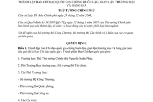 Quyết định 389/QĐ-TTg 2014 Ban Chỉ đạo quốc gia chống buôn lậu gian lận thương mại hàng giả