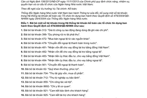 Thông tư 10/2014/TT-NHNN sửa đổi Hệ thống tài khoản kế toán Tổ chức tín dụng Quyết định 479