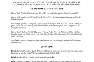 Quyết định 172/QĐ-UBND 2014 thi hành Hiến pháp nước Việt Nam tỉnh Ninh Bình