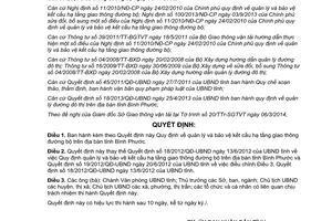 Quyết định 06/2014/QĐ-UBND quản lý bảo vệ kết cấu hạ tầng giao thông đường bộ Bình Phước