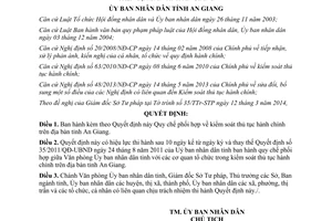 Quyết định 09/2014/QĐ-UBND phối hợp kiểm soát thủ tục hành chính An Giang