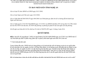 Quyết định 23/2014/QĐ-UBND sửa đổi 65/2013/QĐ-UBND phân cấp quản lý điều hành ngân sách 2014 Nghệ An