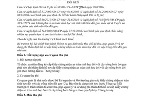Thông tư 36/2014/TT-BTC phí thẩm định cấp Giấy an toàn sinh học cây biến đổi gen Bộ Tài chính