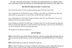 Quyết định 1020/QĐ-BGDĐT 2014 danh mục văn bản quy phạm pháp luật giáo dục hết hiệu lực