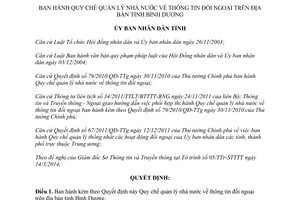 Quyết định 08/2014/QĐ-UBND quản lý nhà nước thông tin đối ngoại Bình Dương