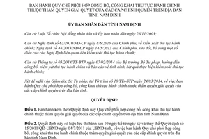 Quyết định 08/2014/QĐ-UBND công bố công khai thủ tục hành chính tỉnh Nam Định