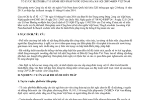 Kế hoạch 28/KH-TLĐ 2014 triển khai thi hành Hiến pháp của Tổng Liên đoàn Lao động