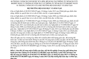 Thông tư 09/2014/TT-BGDĐT sửa đổi Quy chế thi tốt nghiệp TTPT 10/2012/TT-BGDĐT