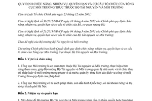 Quyết định 25/2014/QĐ-TTg nhiệm vụ quyền hạn cơ cấu tổ chức Tổng cục Môi trường Bộ TNMT