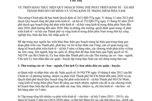 Chỉ thị 07/2014/CT-UBND quy hoạch phát triển kinh tế xã hội Hồ Chí Minh vùng kinh tế trọng điểm phía Nam