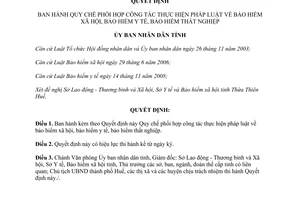 Quyết định 583/QĐ-UBND 2014 phối hợp thực hiện pháp luật bảo hiểm xã hội y tế thất nghiệp Thừa Thiên Huế