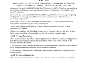 Circular No. 10/2014/TT-BNNPTNTbuffer zones of special-use forests protection belt marine protected areas