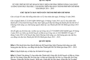 Quyết định 1443/QĐ-UBND 2014 nâng cao chất lượng giáo dục đại học cao đẳng Hồ Chí Minh 2011 2015