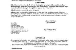 Quyết định 858/QĐ-BGTVT năm 2014 hướng dẫn hệ thống tiêu chuẩn kỹ thuật giao thông