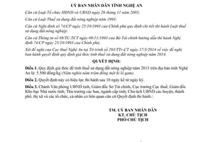 Quyết định 25/2014/QĐ-UBND giá thóc để tính thuế sử dụng đất nông nghiệp Nghệ An 2014
