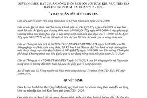 Quyết định 21/2014/QĐ-UBND mức đạt chuẩn nông thôn mới Kon Tum 2013 - 2020