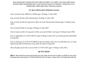 Quyết định 04/2014/QĐ-UBND Điều lệ sáng kiến theo Nghị định 13/2012/NĐ-CP Hà Giang