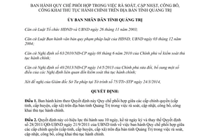 Quyết định 16/2014/QĐ-UBND phối hợp rà soát cập nhật công khai thủ tục hành chính Quảng Trị