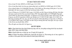 Quyết định 04/2014/QĐ-UBND Quy chế xét cho phép sử dụng thẻ đi lại doanh nhân APEC tỉnh Bình Định