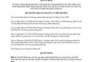 Quyết định 487/QĐ-BTNMT năm 2014 Danh mục văn bản hết hiệu lực thuộc quản lý nhà nước