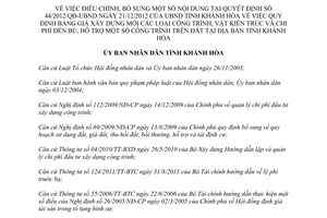 Quyết định 12/2014/QĐ-UBND điều chỉnh 44/2012/QĐ-UBND giá xây dựng vật kiến trúc chi phí đền bù hỗ trợ Khánh Hòa