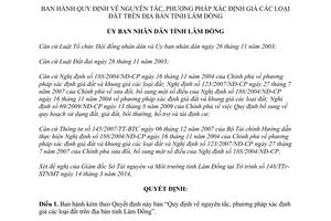 Quyết định 09/2014/QĐ-UBND nguyên tắc phương pháp xác định giá đất Lâm Đồng