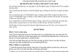 Quyết định 880/QĐ-BVHTTDL năm 2014 chức năng quyền hạn cơ cấu Viện Văn hoá Nghệ thuật quốc gia