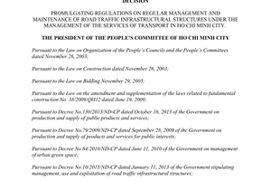 Decision No. 1460/QD-UBND dated 2014 management maintenance road traffic infrastructural structures Ho Chi Minh