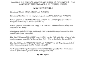Quyết định 16/2014/QĐ-UBND cơ chế chính sách hỗ trợ phát triển cụm công nghiệp Hà Tĩnh đến 2020