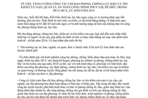 Chỉ thị 08/CT-UBND 2014 chỉ đạo phòng chống lụt bão cứu nạn quản lý công trình thủy lợi đê điều Thái Bình