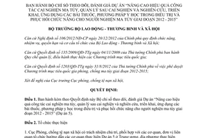 Quyết định 350/QĐ-LĐTBXH năm 2014 Bộ chỉ số đánh giá hiệu quả cai nghiện ma túy 2012-2015